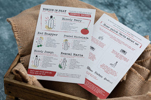 Recipe card for peat smoked tomato juice cocktails by Tongue in Peat Smoked Tomato Juice